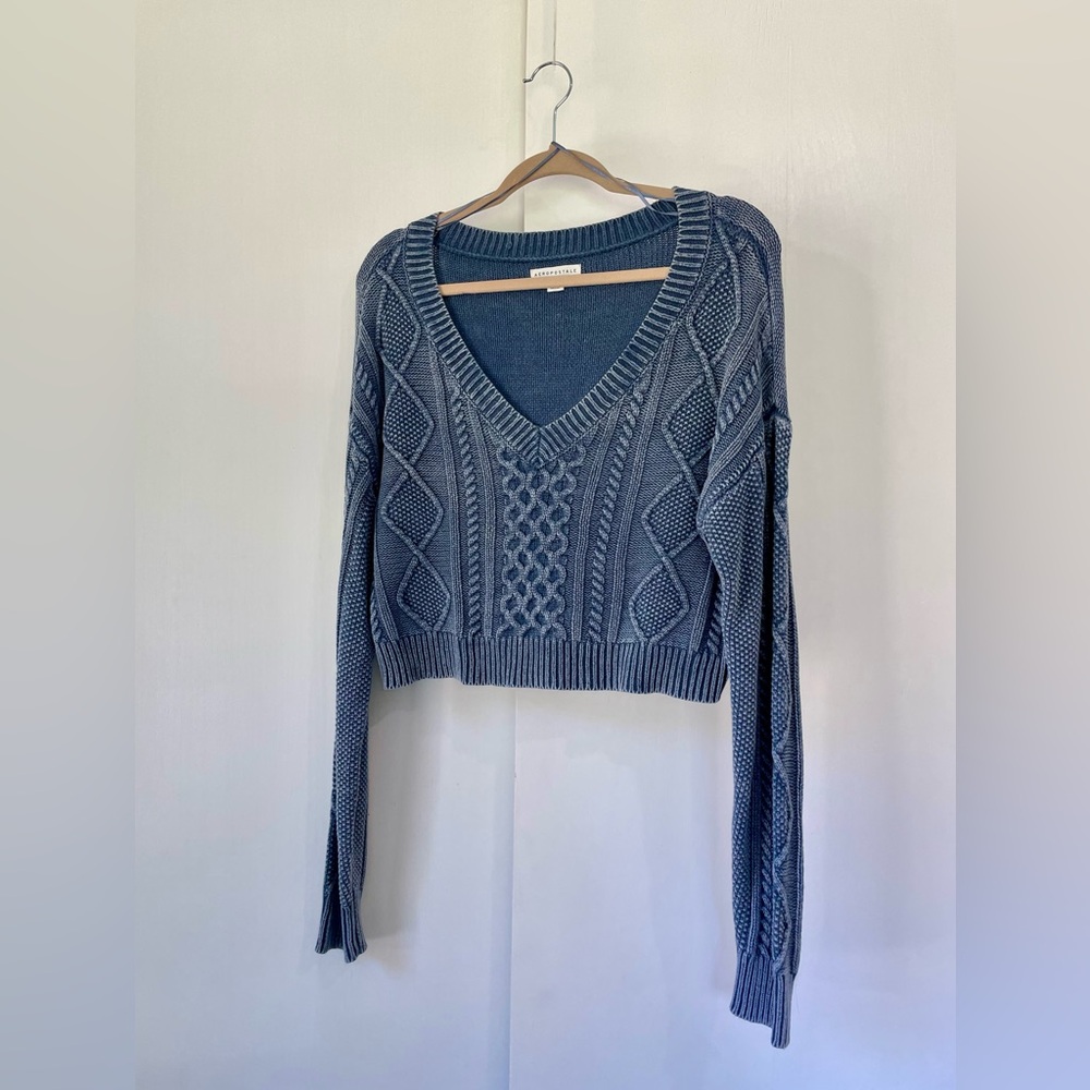 🎈Aeropostale Heather Blue Crop Sweater